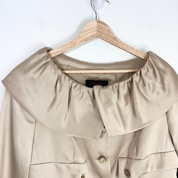 Escada Silk Cropped Blazer | Gold | SZ 42 (12) - Picture 3 of 13